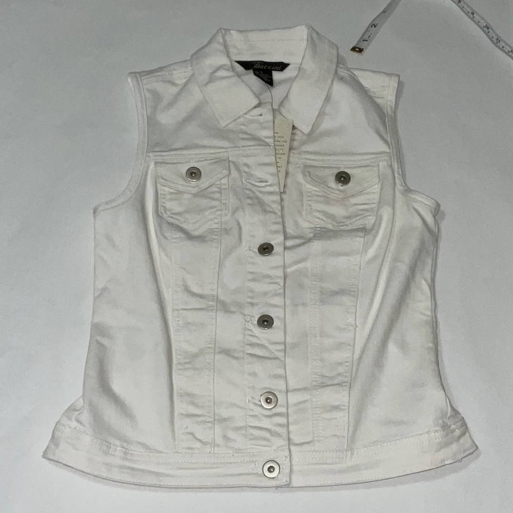 NWT, Baccini White Denim Vest, Sz. S